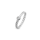 Chain Silver Ring, White Rhodium, Premium Cubic Zirconia + Give Joy Gift